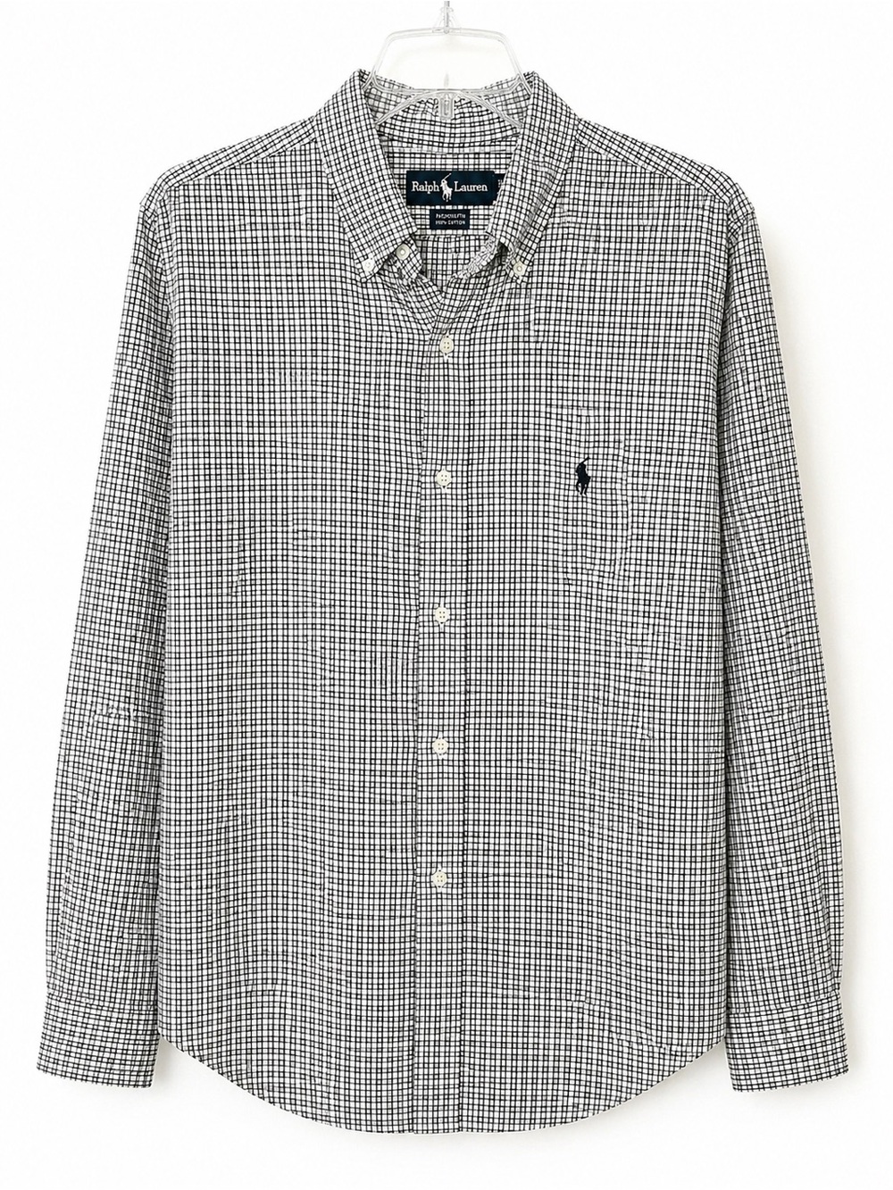 Ralph Lauren Black and White Micro-Check Button-Down Shirt